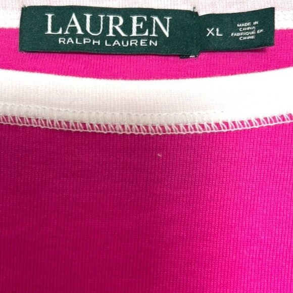 Lauren Ralph Lauren Pink Button Trim Knit Top XL Nautical Pullover - Picture 6 of 13